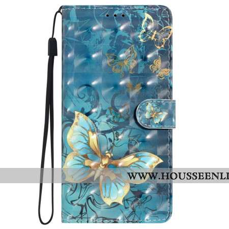 Housse iPhone 16 Papillons 3D à Lanière