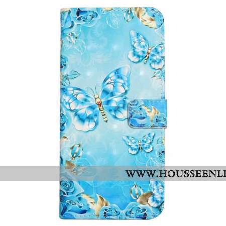 Housse iPhone 16 Papillons Bleus Clairs