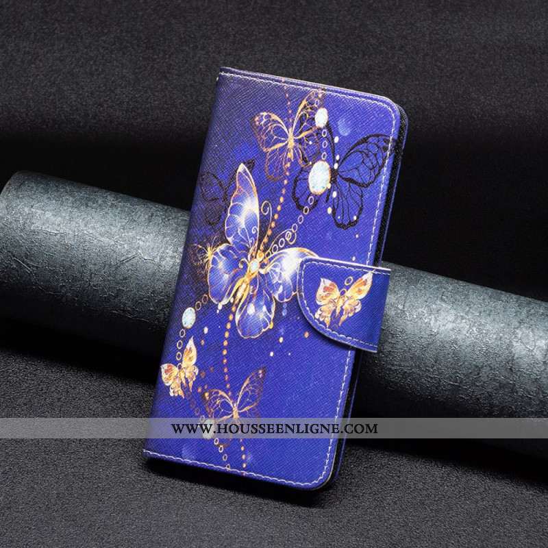 Housse iPhone 16 Papillons sur Fond Violet