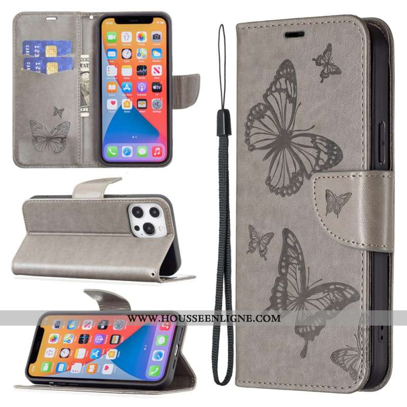 Housse iPhone 16 Papillons à Lanière