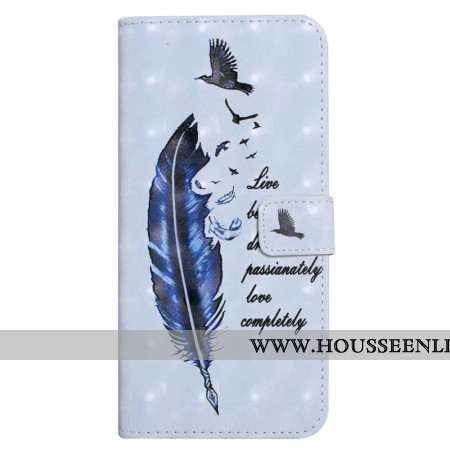 Housse iPhone 16 Plume Bleue à Lanière