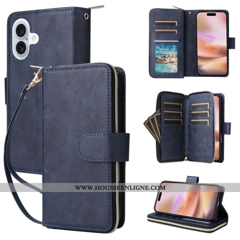 Housse iPhone 16 Plus 9 Porte-Cartes et Porte-Monnaie