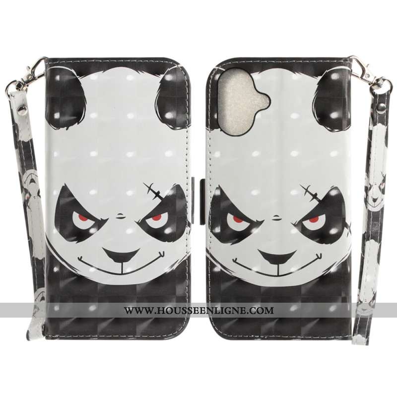 Housse iPhone 16 Plus Angry Panda à Lanière