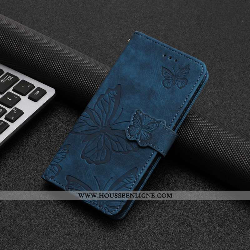 Housse iPhone 16 Plus Empreinte Papillons à Lanière