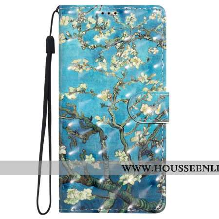 Housse iPhone 16 Plus Fleurs d'Abricot à Lanière