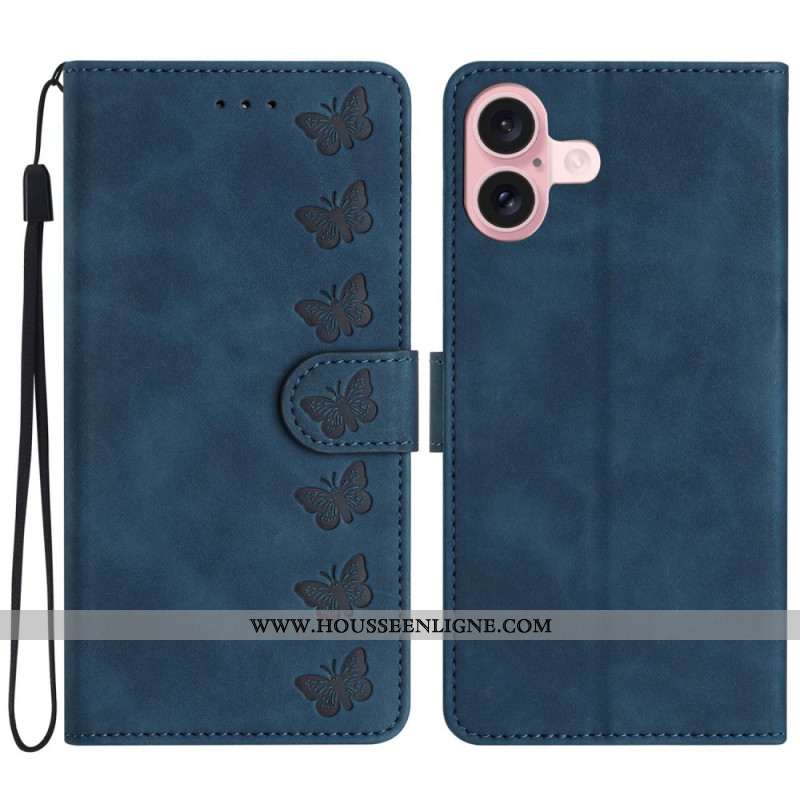 Housse iPhone 16 Plus Frise Papillons