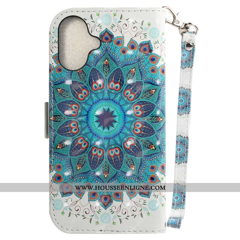 Housse iPhone 16 Plus Mandala Vert à Lanière