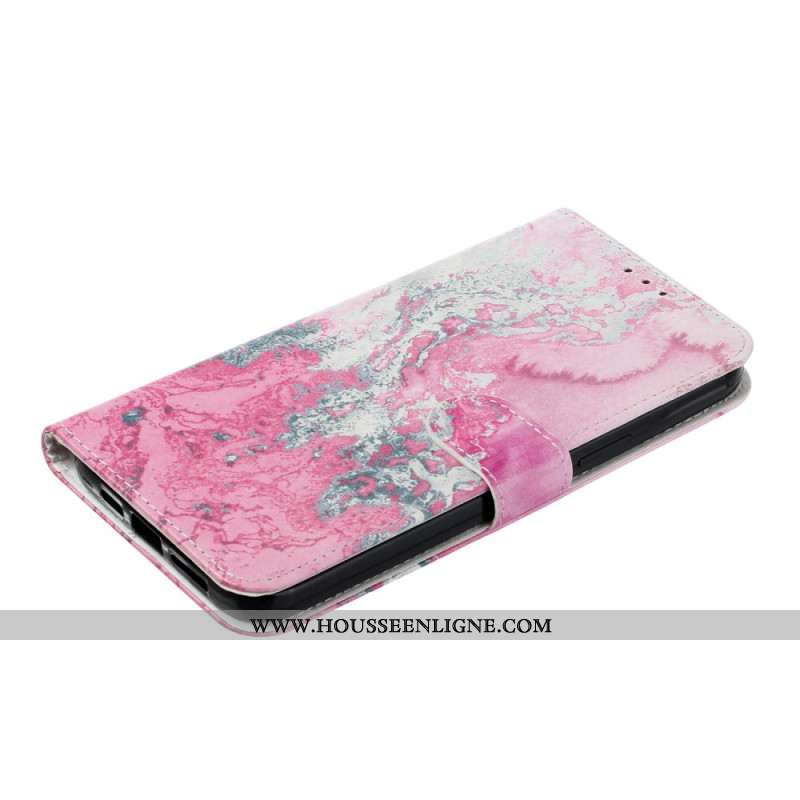 Housse iPhone 16 Plus Marbre Rose Marin