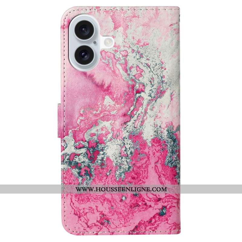 Housse iPhone 16 Plus Marbre Rose Marin