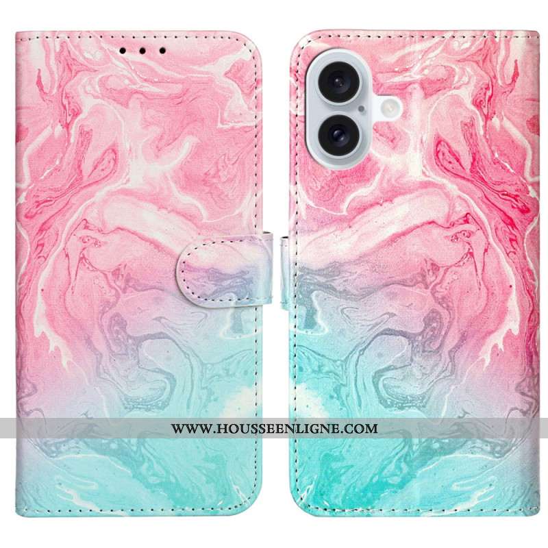 Housse iPhone 16 Plus Marbre Rose Vert