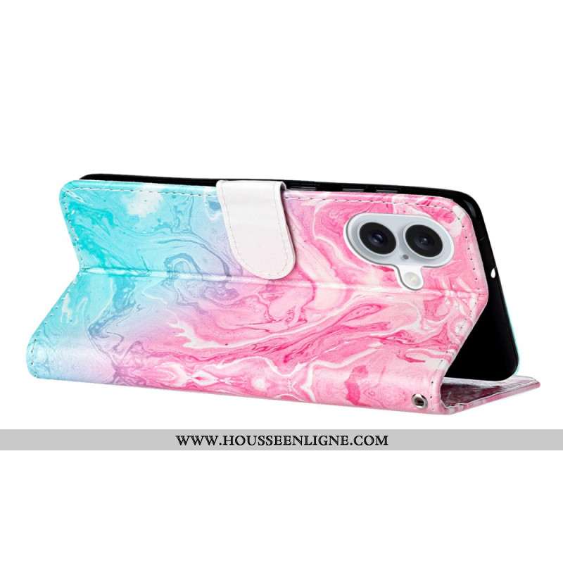 Housse iPhone 16 Plus Marbre Rose Vert