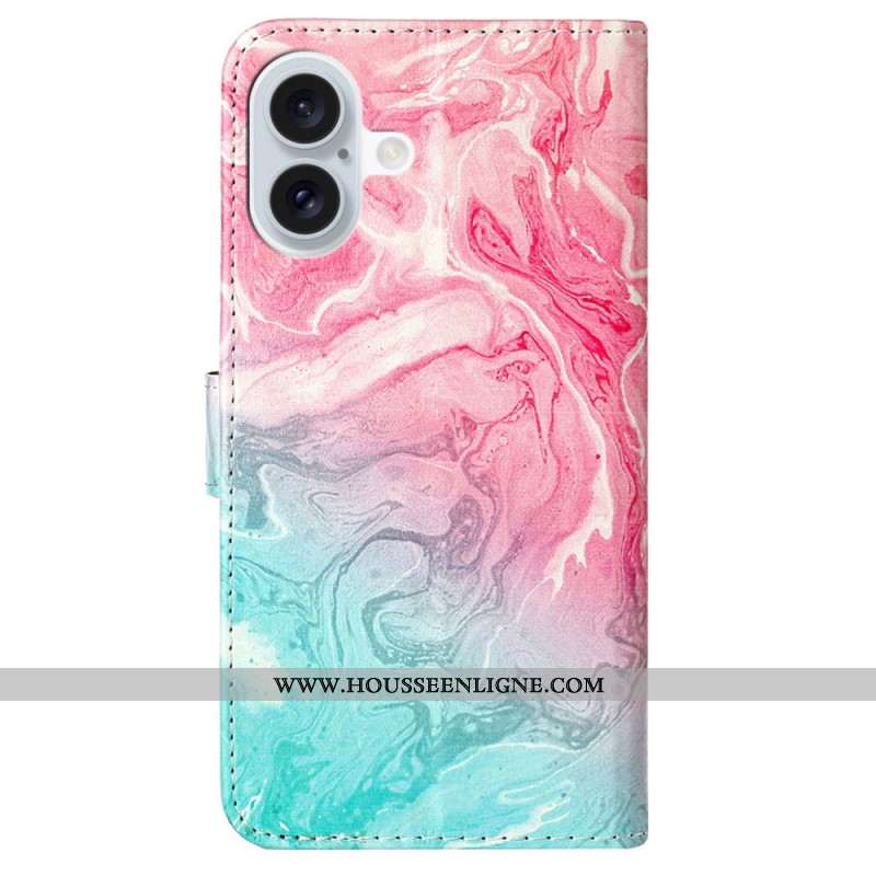 Housse iPhone 16 Plus Marbre Rose Vert