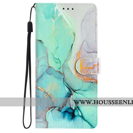 Housse iPhone 16 Plus Marbre Vert à Lanière