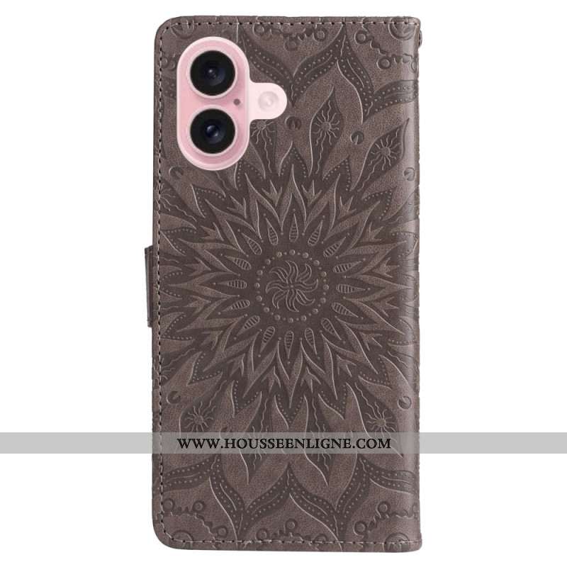 Housse iPhone 16 Plus Motif Mandala avec Lanière