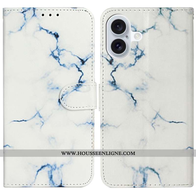 Housse iPhone 16 Plus Motif Marbre Blanc