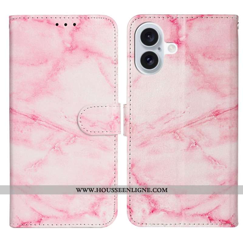 Housse iPhone 16 Plus Motif Marbre Rose