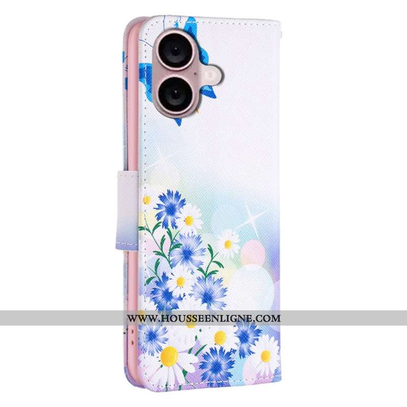 Housse iPhone 16 Plus Motif Papillons et Fleurs