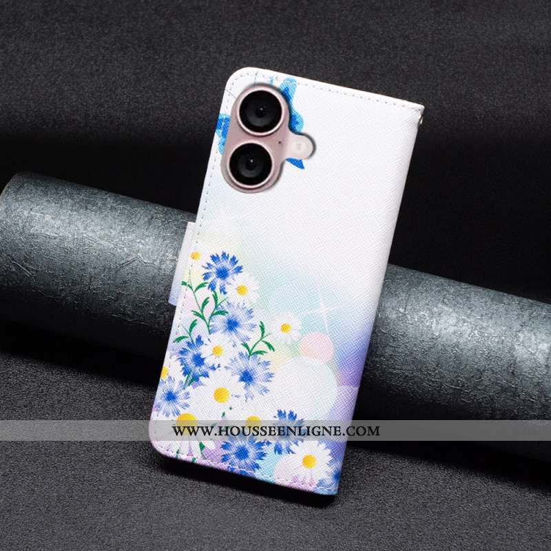 Housse iPhone 16 Plus Motif Papillons et Fleurs