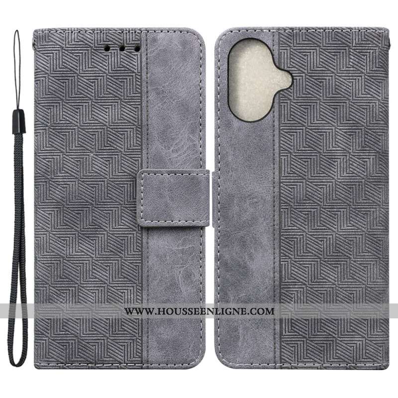 Housse iPhone 16 Plus Motif Tissé à Lanière