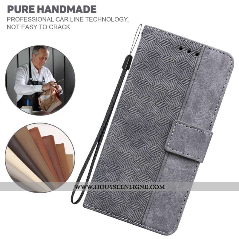 Housse iPhone 16 Plus Motif Tissé à Lanière