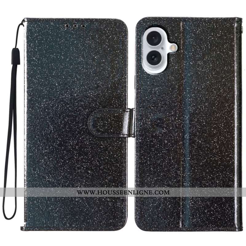 Housse iPhone 16 Plus Paillettes à Lanière