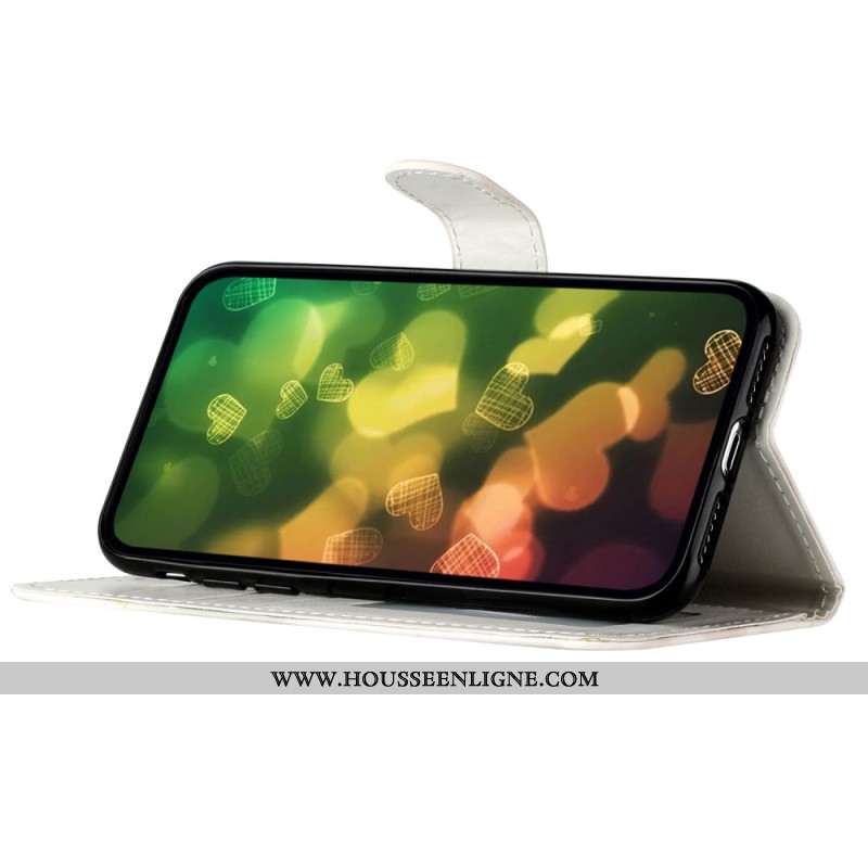 Housse iPhone 16 Plus Papillons Colorés à Lanière