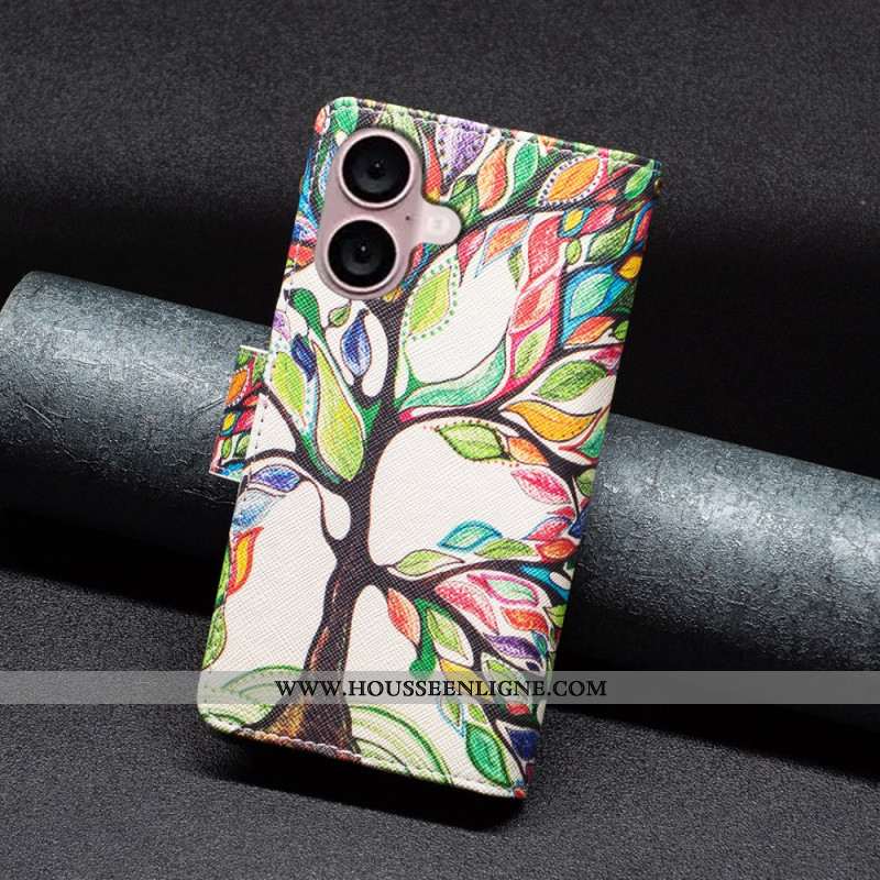 Housse iPhone 16 Plus Portefeuille Arbre de Vie