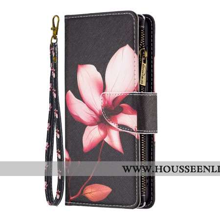 Housse iPhone 16 Plus Portefeuille Lotus à Lanière