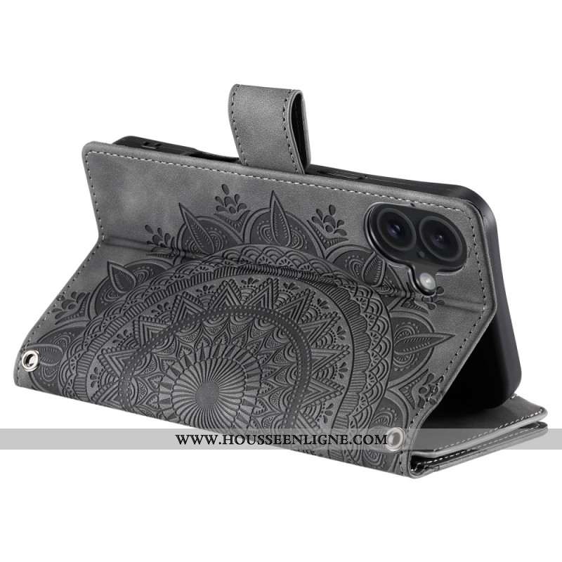 Housse iPhone 16 Plus, Portefeuille Mandala