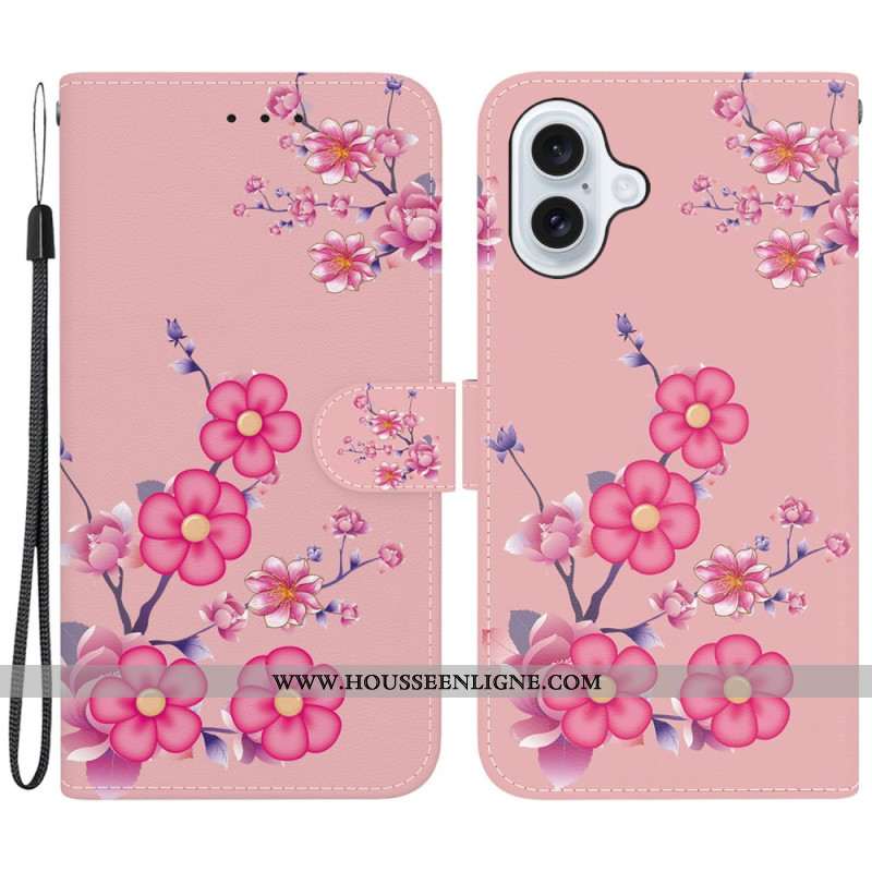 Housse iPhone 16 Plus Sakura à Lanière