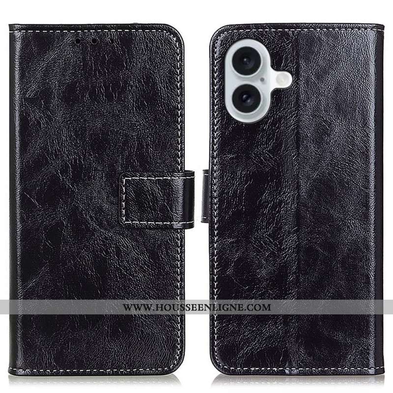 Housse iPhone 16 Plus Simili Cuir Brillant