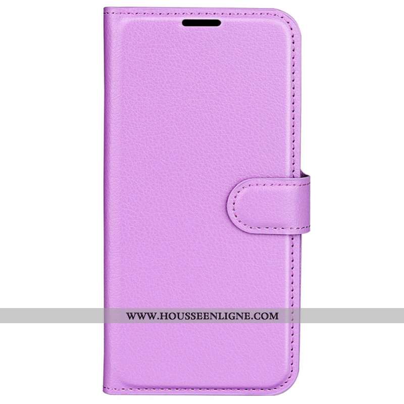 Housse iPhone 16 Plus Simili Cuir Litchi