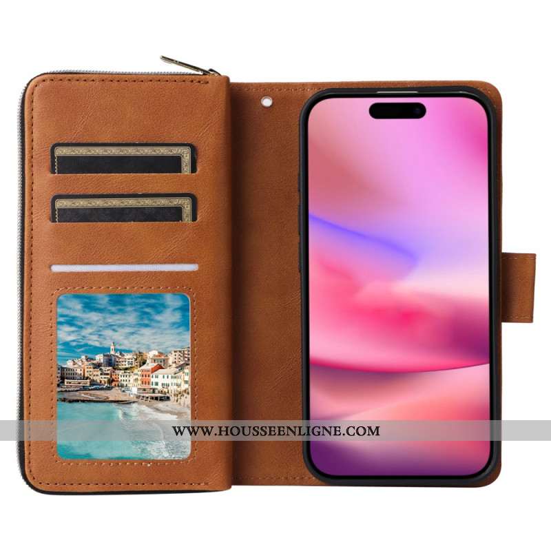 Housse iPhone 16 Portefeuille 9 Porte-Cartes et Porte-Monnaie