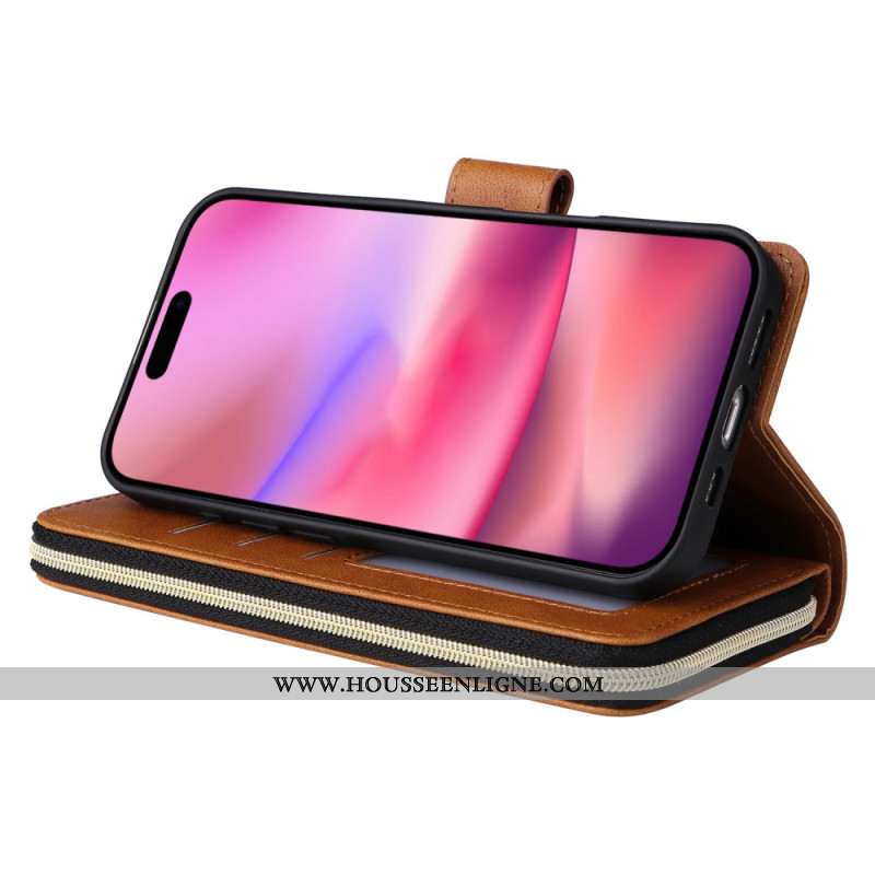 Housse iPhone 16 Portefeuille 9 Porte-Cartes et Porte-Monnaie