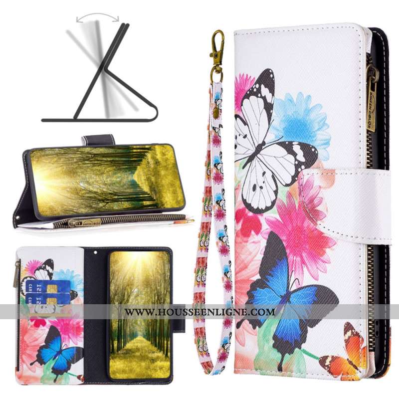 Housse iPhone 16 Portefeuille Deux Papillons