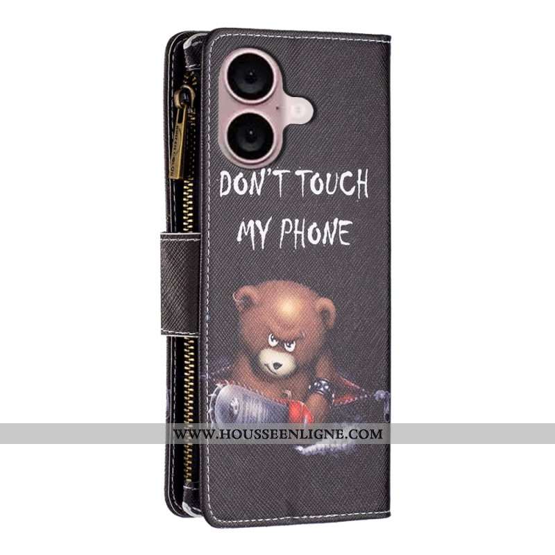 Housse iPhone 16 Portefeuille Ours