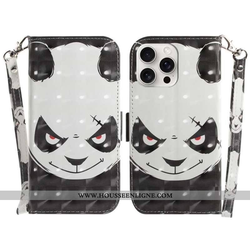 Housse iPhone 16 Pro Angry Panda à Lanière