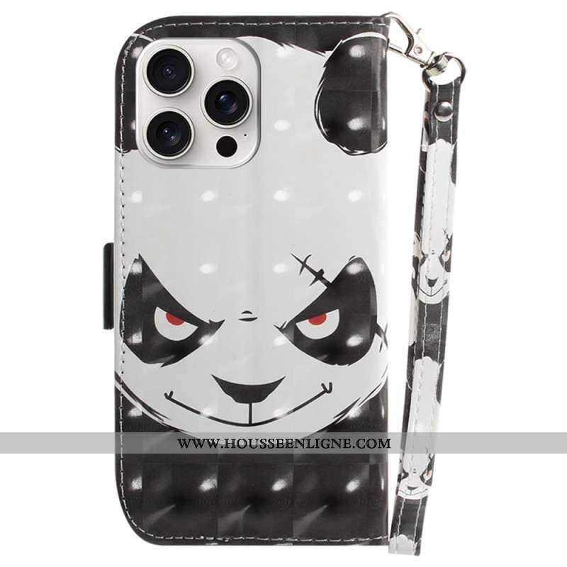 Housse iPhone 16 Pro Angry Panda à Lanière