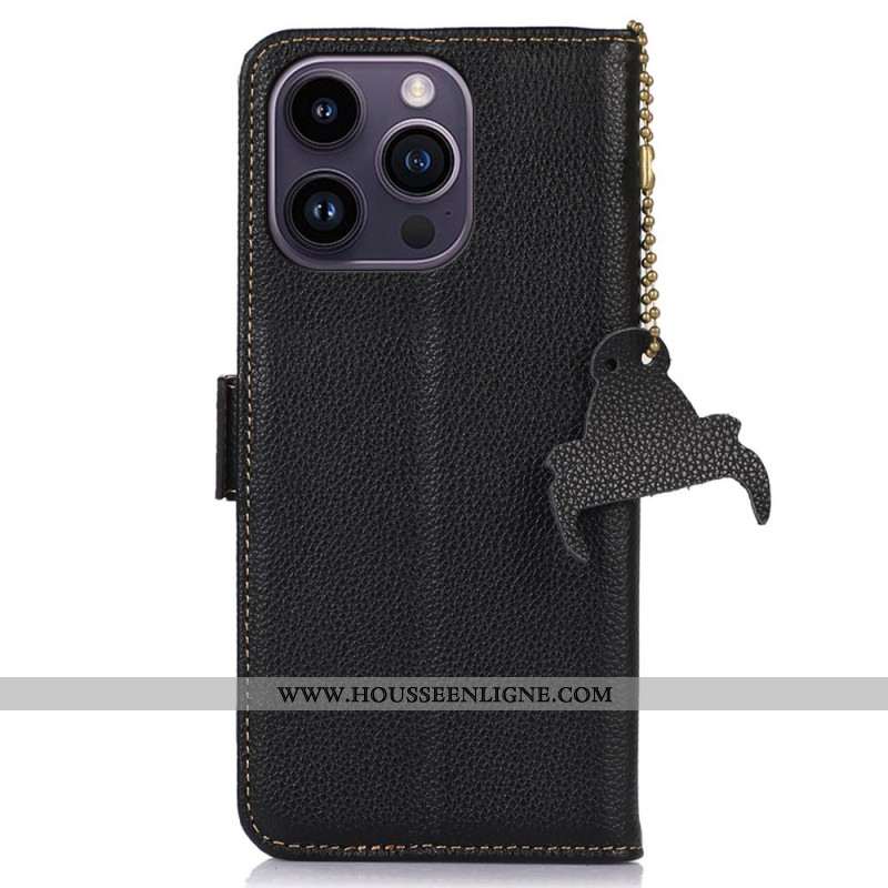 Housse iPhone 16 Pro Cuir Texture Litchi