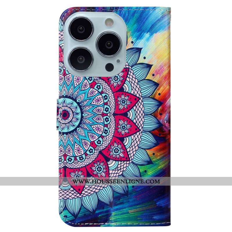 Housse iPhone 16 Pro Imprimé Mandala à Lanière