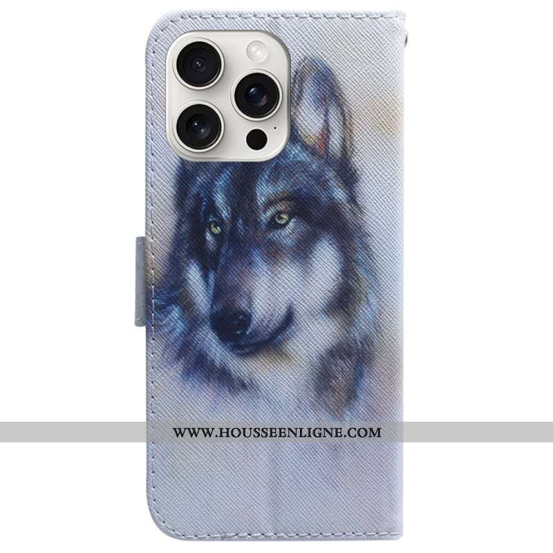 Housse iPhone 16 Pro Loup Aquarelle