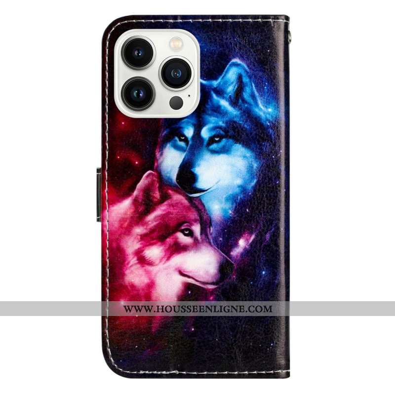 Housse iPhone 16 Pro Loups à Lanière