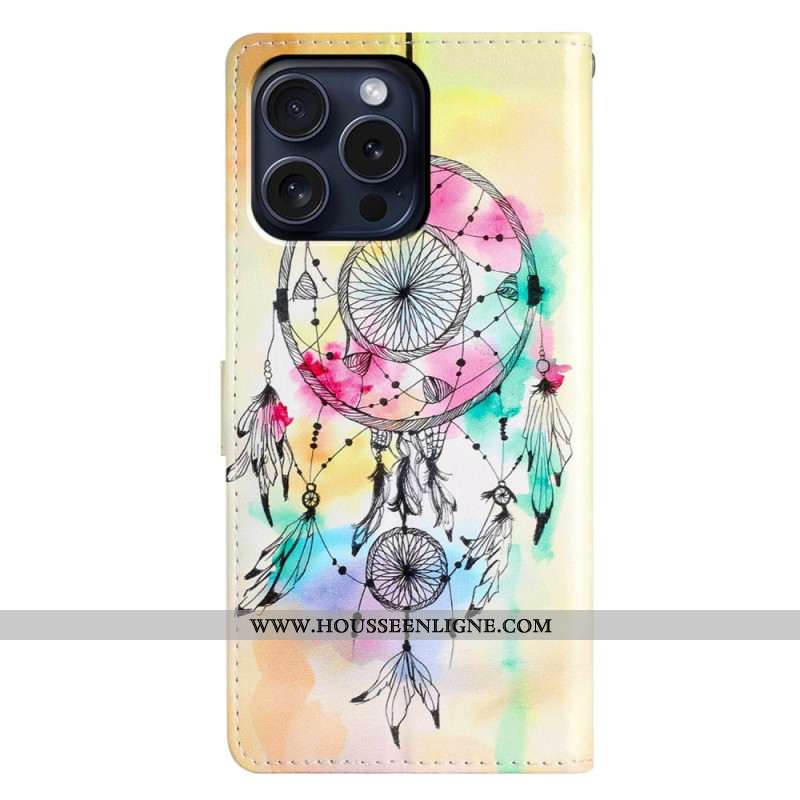 Housse iPhone 16 Pro Max Attrape Rêves Aquarelle à Lanière