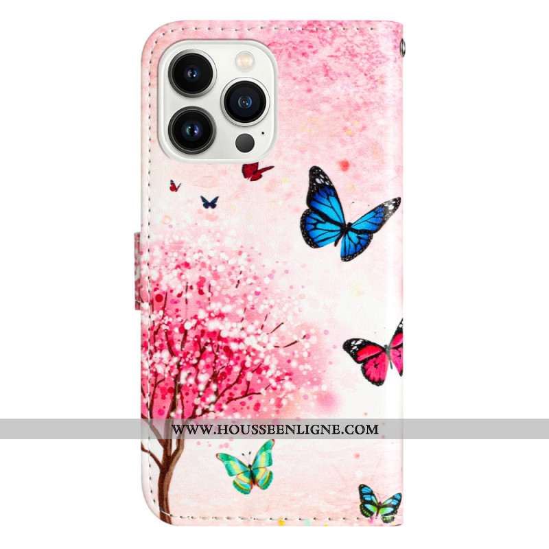 Housse iPhone 16 Pro Max Cerisier en Fleurs à Lanière