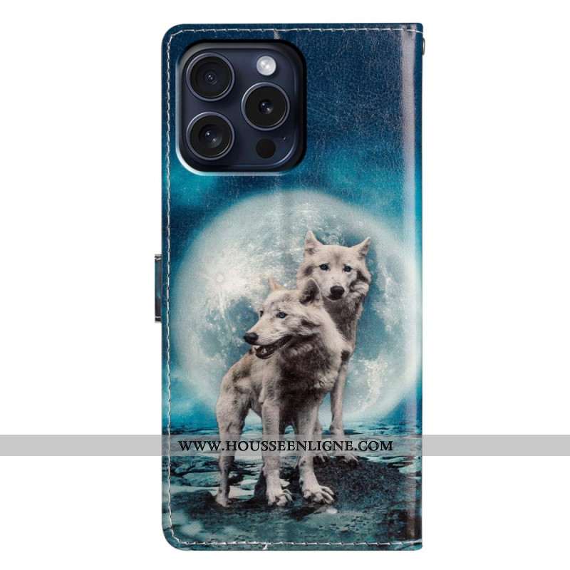 Housse iPhone 16 Pro Max Deux Loups à Lanière