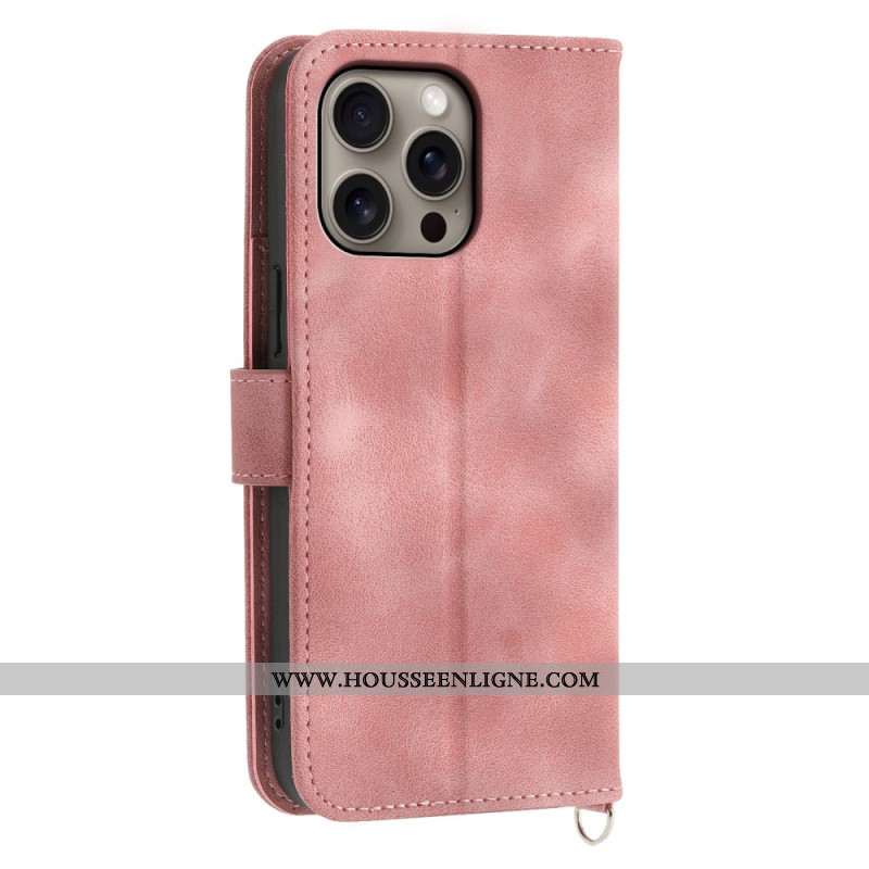 Housse iPhone 16 Pro Max Floralie avec Lanière et Bandoulière