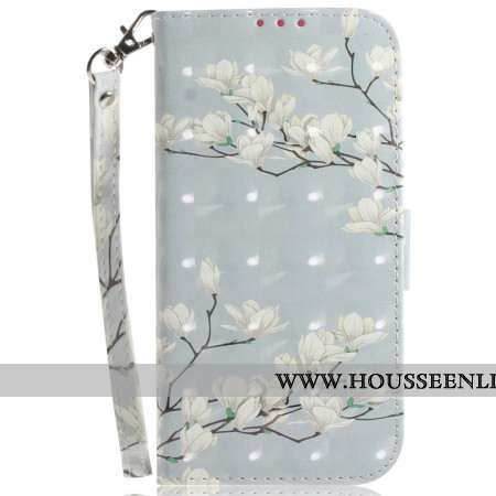 Housse iPhone 16 Pro Max Magnolias à Lanière