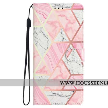 Housse iPhone 16 Pro Max Marbre Rose à Lanière