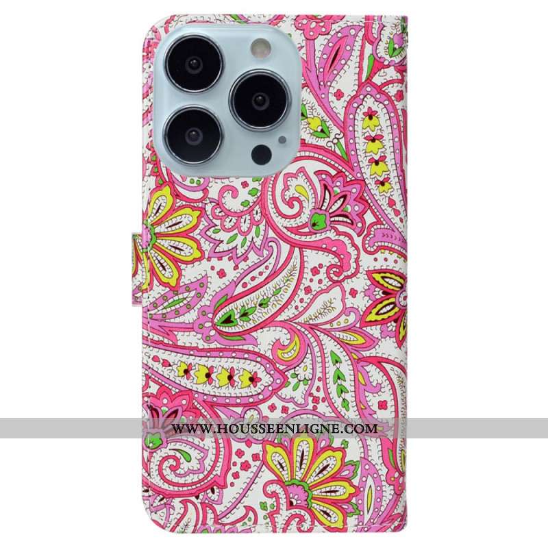 Housse iPhone 16 Pro Max Motif Floral Vibrant à Lanière