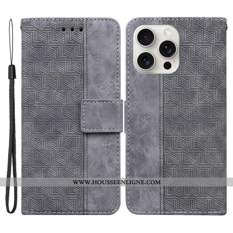 Housse iPhone 16 Pro Max Motif Tissé à Lanière